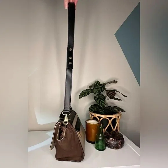 ZAC Zac Posen Eartha Top Handle Leather & Suede Satchel Cream Black Tan - Picture 6 of 15